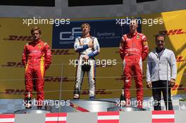 Race 2, 1st position Johnny Cecotto Jr. (VEN) Trident, 2nd position Stefano Coletti (MON) Racing Engineering and 3rd position Raffaele Marciello (ITA) Racing Engineering with Jean Alesi (FRA) 22.06.2014. GP2 Series, Rd 4, Spielberg, Austria, Sunday.