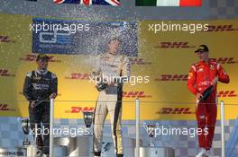 Race 1 podium, winner Jolyon Palmer (GBR), DAMS, 2nd Mitch Evans (NZL), RT Russian Time, 3rd Raffaele Marciello (ITA), Racing Engineering 11.10.2014. GP2 Series, Rd 10, Sochi Autodrom, Sochi, Russia, Saturday.