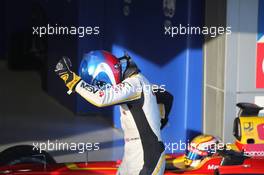 Race 1, Jolyon Palmer (GBR), DAMS celebrates his victory in the race and in 2014 championship 11.10.2014. GP2 Series, Rd 10, Sochi Autodrom, Sochi, Russia, Saturday.