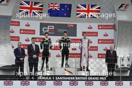 Race 2, Richie Stanaway (NZL) Status Grand Prix (race winner), Nick Yelloly (GBR) Status Grand Prix (2nd position) and Emil Bernstorff (GBR) Carlin (3rd position) 06.07.2014. GP3 Series, Rd 3, Silverstone, England, Sunday.