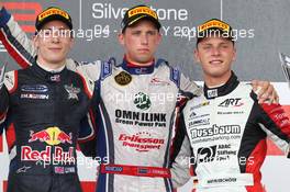 Race 1,  Podium: winner Jimmy Eriksson (SWE) Koiranen GP. 2nd Alex Lynn (GBR) Carlin, 3rd Marvin Kirchhofer (GER) Art Grand Prix 05.07.2014. GP3 Series, Rd 3, Silverstone, England, Saturday.