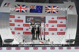 Race 2, Richie Stanaway (NZL) Status Grand Prix (race winner), Nick Yelloly (GBR) Status Grand Prix (2nd position) and Emil Bernstorff (GBR) Carlin (3rd position) 06.07.2014. GP3 Series, Rd 3, Silverstone, England, Sunday.