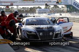Pitstop Bryce Miller (USA) Christopher Haase (GER) Matthew Bell (GBR) Paul Miller Racing Audi R8 LMS 15.03.2014. 12 Hours of Sebring, Friday, Sebring, USA.