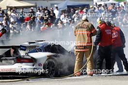 Ben Keating (USA) Jeroen Bleekemolen (NED) Sebastiaan Bleekemolen (NED) Riley Motorsports SRT Viper GT3-R on fire 15.03.2014. 12 Hours of Sebring, Friday, Sebring, USA.