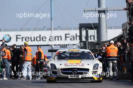 Maro Engel, Thomas Jäger, Michael Zehe, Rowe Racing, Mercedes Benz SLS AMG GT3 29.03.2014. VLN ADAC-Westfalenfahrt, Round 1, Nurburgring, Germany.