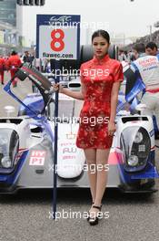 Grid girl for Anthony Davidson (GBR) /  Sebastien Buemi (SUI) #08 Toyota Racing Toyota TS040 Hybrid. 02.11.2014. FIA World Endurance Championship, Round 6, Six Hours of Shanghai, Shanghai, China, Sunday.