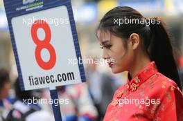 Grid girl. 02.11.2014. FIA World Endurance Championship, Round 6, Six Hours of Shanghai, Shanghai, China, Sunday.