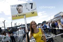 Gridgirl of Bruno Spengler (CAN) BMW Team MTEK BMW M4 DTM 28.06.2015, DTM Round 3, Norisring, Germany, Race 2, Sunday.