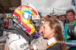 Augusto Farfus (BRA) BMW Team RBM BMW M4 DTM; with his wife Liri Farfus and daughter Victoria 11.07.2015, DTM Round 4, Zandvoort, Netherlands, Race 2, Sunday.