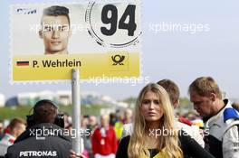 Gridgirl of Pascal Wehrlein (GER) HWA AG Mercedes-AMG C63 DTM 12.09.2015, DTM Round 7, Motorsport Arena, Oschersleben, Germany, Race 1, Saturday.