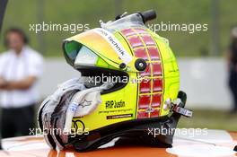 Helmet of Jamie Green (GBR) Audi Sport Team Rosberg Audi RS 5 DTM 13.09.2015, DTM Round 7, Motorsport Arena, Oschersleben, Germany, Race 2, Sunday.