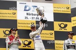 Podium, 2nd Edoardo Mortara (ITA) Audi Sport Team Abt Audi RS 5 DTM, 1st Maxime Martin (BEL) BMW Team RMG BMW M4 DTM, 3rd Pascal Wehrlein (GER) HWA AG Mercedes-AMG C63 DTM 26.09.2015, DTM Round 8, Nürburgring, Germany, Saturday, Race 1.