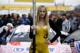Gridgirl of Lucas Auer (AUT) ART Grand Prix Mercedes-AMG C63 DTM 26.09.2015, DTM Round 8, Nürburgring, Germany, Saturday, Race 1.