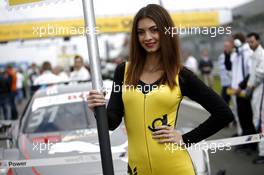 Gridgirl of Tom Blomqvist (GBR) BMW Team RBM BMW M4 DTM 26.09.2015, DTM Round 8, Nürburgring, Germany, Saturday, Race 1.