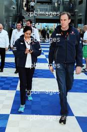 (L to R): Monisha Kaltenborn (AUT) Sauber Team Principal with Hans-Peter Brack (SUI) Sauber F1 Team Press Officer. 13.03.2015. Formula 1 World Championship, Rd 1, Australian Grand Prix, Albert Park, Melbourne, Australia, Practice Day.