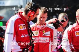 Sebastian Vettel (GER) Ferrari on the grid. 15.03.2015. Formula 1 World Championship, Rd 1, Australian Grand Prix, Albert Park, Melbourne, Australia, Race Day.