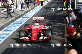 Sebastian Vettel (GER) Ferrari SF15-T enters parc ferme. 15.03.2015. Formula 1 World Championship, Rd 1, Australian Grand Prix, Albert Park, Melbourne, Australia, Race Day.