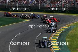 Lewis Hamilton (GBR) Mercedes AMG F1 W06 leads at the start of the race. 15.03.2015. Formula 1 World Championship, Rd 1, Australian Grand Prix, Albert Park, Melbourne, Australia, Race Day.
