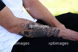 Valtteri Bottas (FIN) Williams - tattoo on arm. 12.03.2015. Formula 1 World Championship, Rd 1, Australian Grand Prix, Albert Park, Melbourne, Australia, Preparation Day.