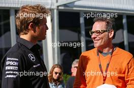 (L to R): Nico Rosberg (GER) Mercedes AMG F1 with Jacques Villeneuve (CDN). 12.03.2015. Formula 1 World Championship, Rd 1, Australian Grand Prix, Albert Park, Melbourne, Australia, Preparation Day.