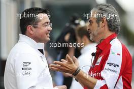 (L to R): Eric Boullier (FRA) McLaren Racing Director with Maurizio Arrivabene (ITA) Ferrari Team Principal. 19.06.2015. Formula 1 World Championship, Rd 8, Austrian Grand Prix, Spielberg, Austria, Practice Day.