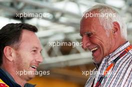 (L to R): Christian Horner (GBR) Red Bull Racing Team Principal with Dietrich Mateschitz (AUT) CEO and Founder of Red Bull. 19.06.2015. Formula 1 World Championship, Rd 8, Austrian Grand Prix, Spielberg, Austria, Practice Day.