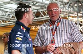 (L to R): Christian Horner (GBR) Red Bull Racing Team Principal with Dietrich Mateschitz (AUT) CEO and Founder of Red Bull. 19.06.2015. Formula 1 World Championship, Rd 8, Austrian Grand Prix, Spielberg, Austria, Practice Day.