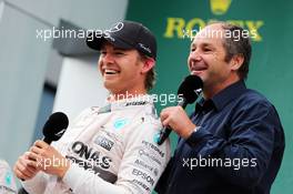 (L to R): Race winner Nico Rosberg (GER) Mercedes AMG F1 on the podium with Gerhard Berger (AUT). 21.06.2015. Formula 1 World Championship, Rd 8, Austrian Grand Prix, Spielberg, Austria, Race Day.