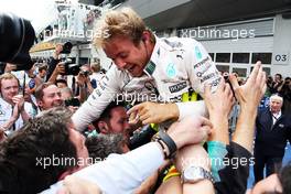 Race winner Nico Rosberg (GER) Mercedes AMG F1 celebrates in parc ferme. 21.06.2015. Formula 1 World Championship, Rd 8, Austrian Grand Prix, Spielberg, Austria, Race Day.