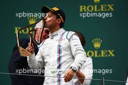 Felipe Massa (BRA) Williams celebrates his third position on the podium. 21.06.2015. Formula 1 World Championship, Rd 8, Austrian Grand Prix, Spielberg, Austria, Race Day.