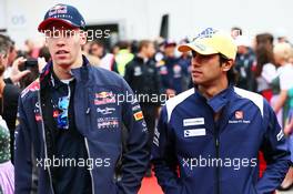 (L to R): Daniil Kvyat (RUS) Red Bull Racing with Felipe Nasr (BRA) Sauber F1 Team on the drivers parade. 21.06.2015. Formula 1 World Championship, Rd 8, Austrian Grand Prix, Spielberg, Austria, Race Day.
