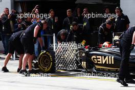 Romain Grosjean (FRA) Lotus F1 E23 running sensor equipment. 23.06.2015. Formula 1 Testing, Day One, Spielberg, Austria, Tuesday.