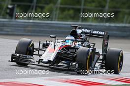 Fernando Alonso (ESP) McLaren MP4-30. 24.06.2015. Formula 1 Testing, Day Two, Spielberg, Austria, Wednesday.