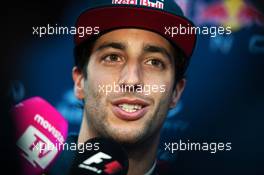 Daniel Ricciardo (AUS) Red Bull Racing with the media. 20.02.2015. Formula One Testing, Day Two, Barcelona, Spain.
