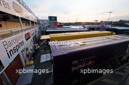 Trucks in the paddock. 20.02.2015. Formula One Testing, Day Two, Barcelona, Spain.