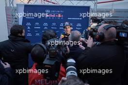 Daniel Ricciardo (AUS) Red Bull Racing with the media. 20.02.2015. Formula One Testing, Day Two, Barcelona, Spain.