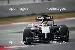 Sergio Perez (MEX) Sahara Force India F1 VJM07. 21.02.2015. Formula One Testing, Day Three, Barcelona, Spain.