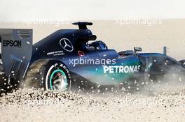 Nico Rosberg (GER) Mercedes AMG F1 W06 spins off the circuit. 22.02.2015. Formula One Testing, Day Four, Barcelona, Spain.