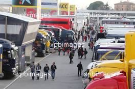 The paddock. 01.03.2015. Formula One Testing, Day Four, Barcelona, Spain.
