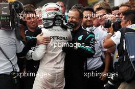 Race winner Lewis Hamilton (GBR) Mercedes AMG F1 celebrates in parc ferme. 23.08.2015. Formula 1 World Championship, Rd 13, Belgian Grand Prix, Spa Francorchamps, Belgium, Race Day.