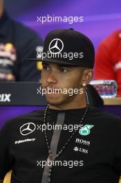 Lewis Hamilton (GBR) Mercedes AMG F1 in the FIA Press Conference. 20.08.2015. Formula 1 World Championship, Rd 11, Belgian Grand Prix, Spa Francorchamps, Belgium, Preparation Day.