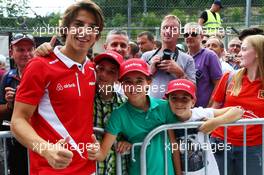 Roberto Merhi (ESP) Manor Marussia F1 Team with fans. 20.08.2015. Formula 1 World Championship, Rd 11, Belgian Grand Prix, Spa Francorchamps, Belgium, Preparation Day.