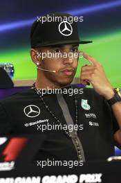 Lewis Hamilton (GBR) Mercedes AMG F1 in the FIA Press Conference. 20.08.2015. Formula 1 World Championship, Rd 11, Belgian Grand Prix, Spa Francorchamps, Belgium, Preparation Day.