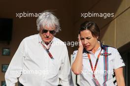 (L to R): Bernie Ecclestone (GBR) with Claire Williams (GBR) Williams Deputy Team Principal. 19.04.2015. Formula 1 World Championship, Rd 4, Bahrain Grand Prix, Sakhir, Bahrain, Race Day.