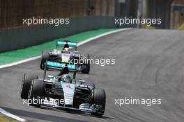 Nico Rosberg (GER), Mercedes AMG F1 Team and Lewis Hamilton (GBR), Mercedes AMG F1 Team  15.11.2015. Formula 1 World Championship, Rd 18, Brazilian Grand Prix, Sao Paulo, Brazil, Race Day.