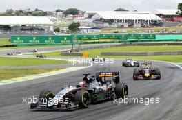 Nico Hulkenberg (GER) Sahara Force India F1 VJM08. 15.11.2015. Formula 1 World Championship, Rd 18, Brazilian Grand Prix, Sao Paulo, Brazil, Race Day.