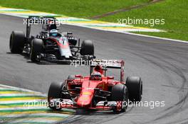 Kimi Raikkonen (FIN) Ferrari SF15-T. 15.11.2015. Formula 1 World Championship, Rd 18, Brazilian Grand Prix, Sao Paulo, Brazil, Race Day.