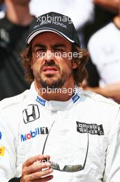 Fernando Alonso (ESP) McLaren at a team photograph. 12.11.2015. Formula 1 World Championship, Rd 18, Brazilian Grand Prix, Sao Paulo, Brazil, Preparation Day.
