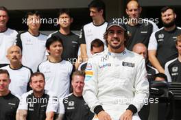 Fernando Alonso (ESP) McLaren at a team photograph. 12.11.2015. Formula 1 World Championship, Rd 18, Brazilian Grand Prix, Sao Paulo, Brazil, Preparation Day.