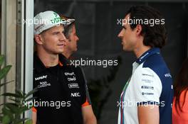 (L to R): Nico Hulkenberg (GER) Sahara Force India F1 with Adrian Sutil (GER) Williams Reserve Driver. 05.06.2015. Formula 1 World Championship, Rd 7, Canadian Grand Prix, Montreal, Canada, Practice Day.